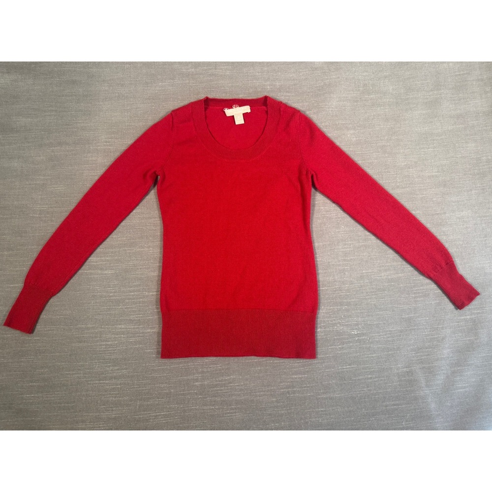 Banana Republic Women Wool‎ Cashmere Scoop Neck Sweater XS Saucy Red 234959-03